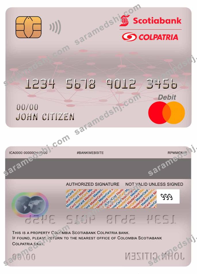 Colombia Scotiabank Colpatria bank master debit card